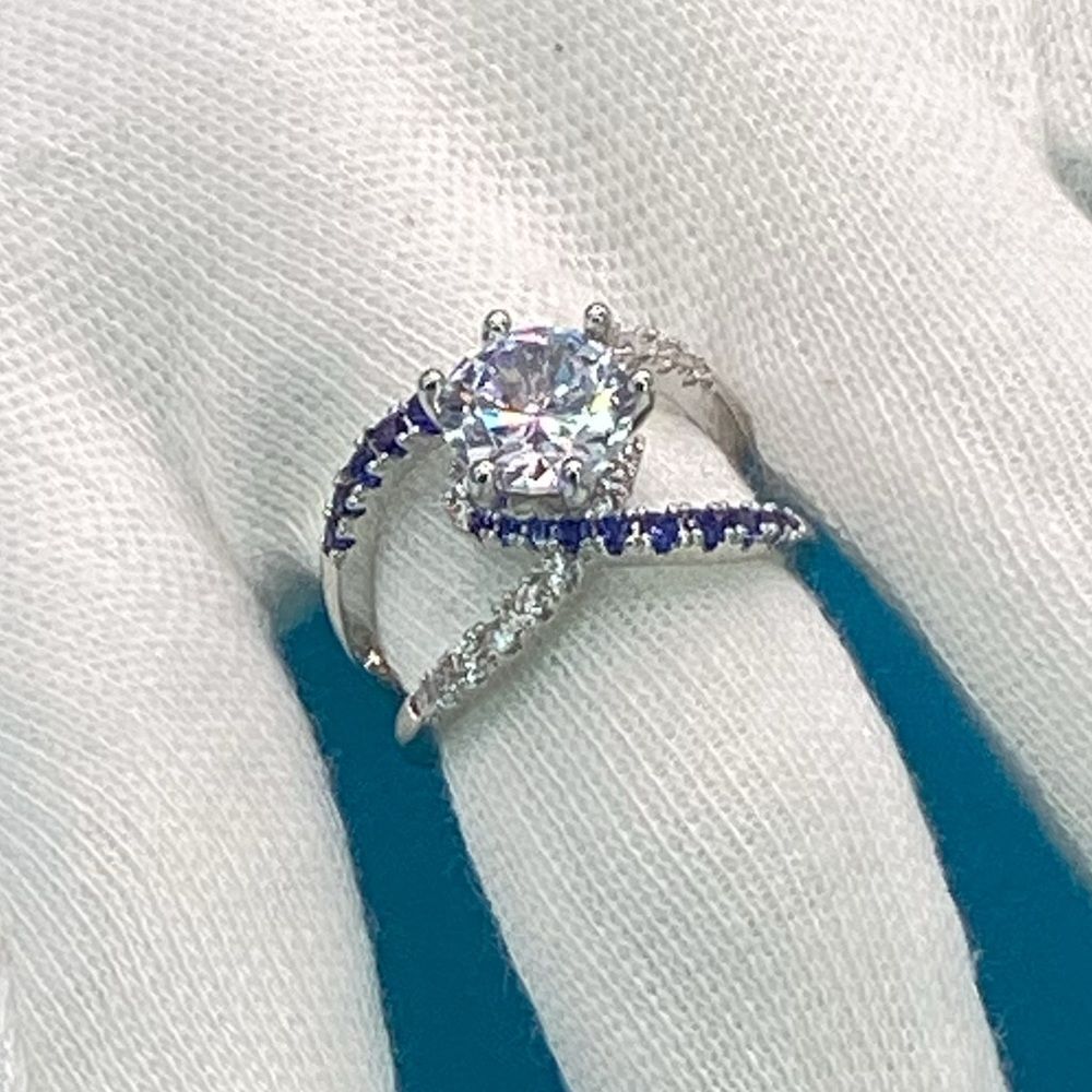 💍 Sapphire Infinity Crisscross Silver Ring